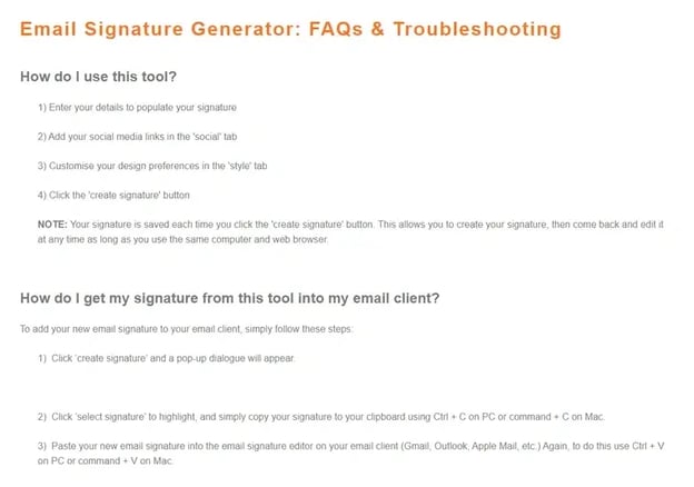 FAQ page example
