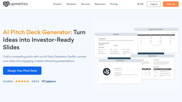 Upmetrics AI Pitch Deck Generator