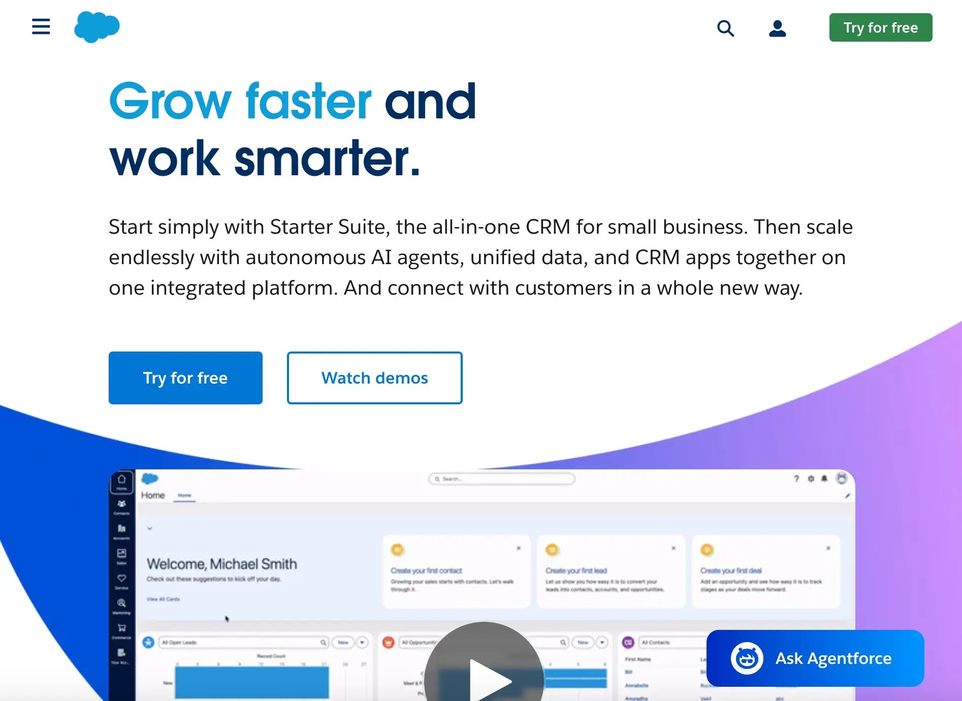 enterprise landing page example salesforce