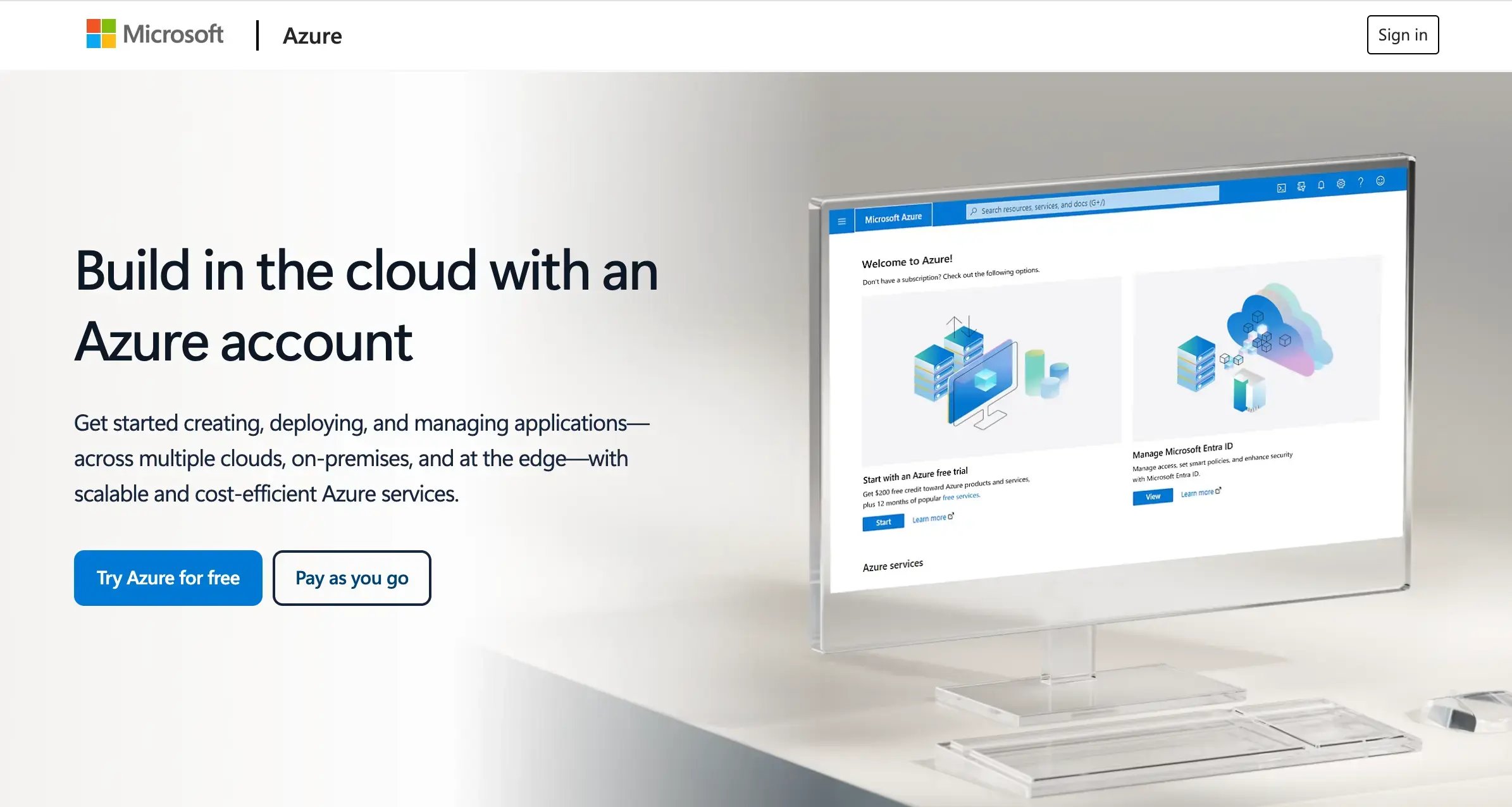 enterprise landing page example microsoft azure