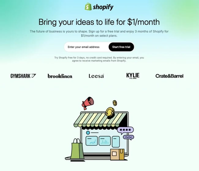 shopify landing page