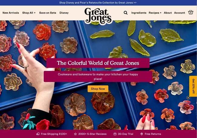Great Jones landing page