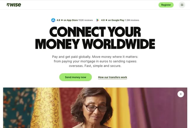 Wise landing page