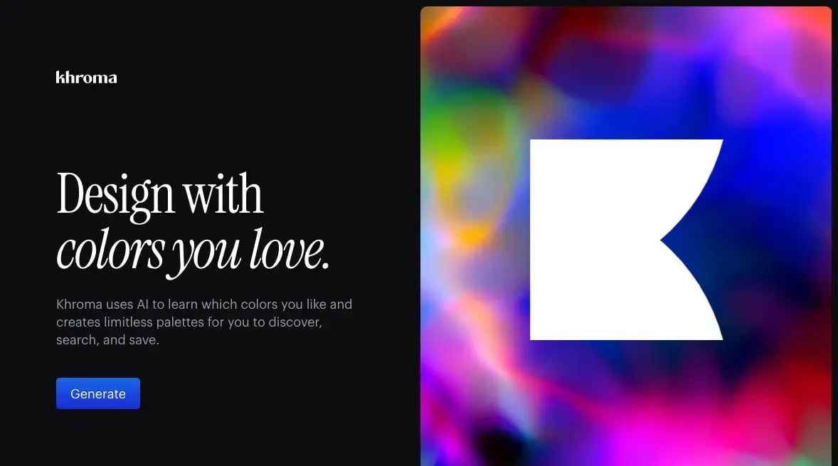 khroma graphic design landing page
