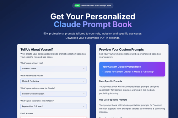 vibe coded personalized claude prompt book