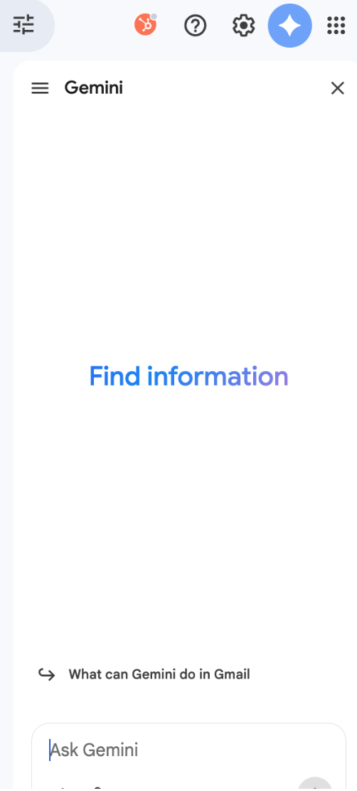 Gemini side panel in Gmail
