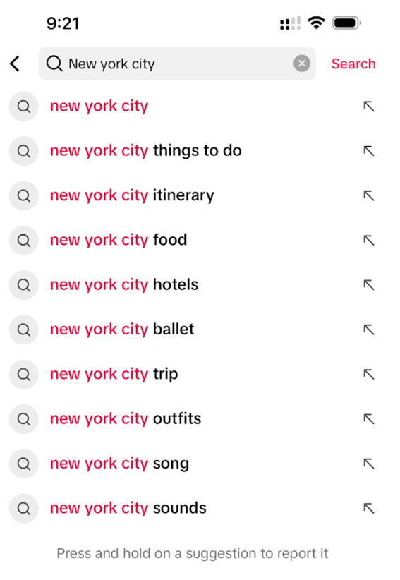 using the search bars on each platform
