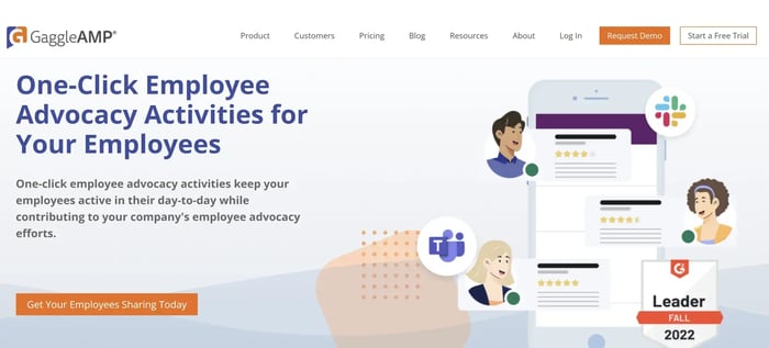 Screenshot of GaggleAmp, a social amplification tool that allows you to aggregate your employees social networks and post company content directly to them