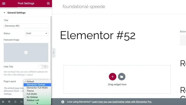 How to Create a Maintenance Mode Site With Elementor step 3: Click gear icon