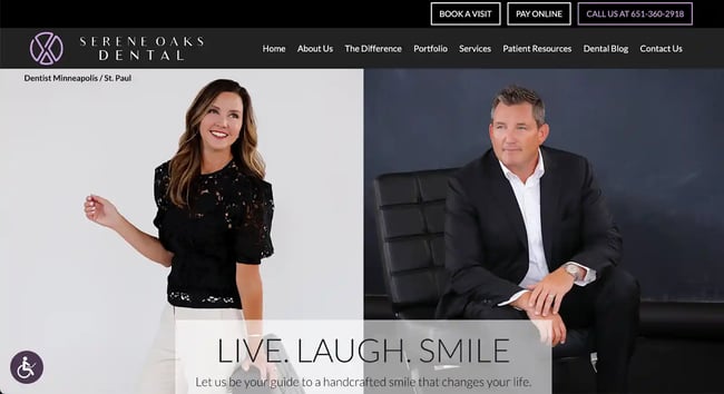 Serene Oaks Dental homepage