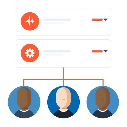 Menschen die verknuepft sind ueber technology stack von Hubspot