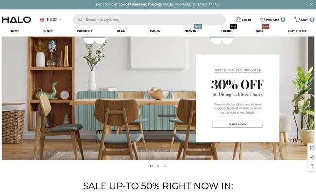 Shopify website themes, halo