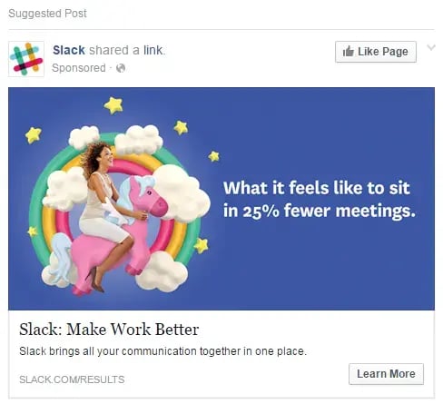 Slacks Facebook Ad.