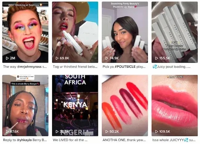 Social media and branding example Fenty Beauty