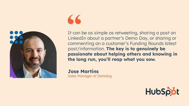 Quote from Jose Martins sales manager at Datadog and former 51Թ business development manager
