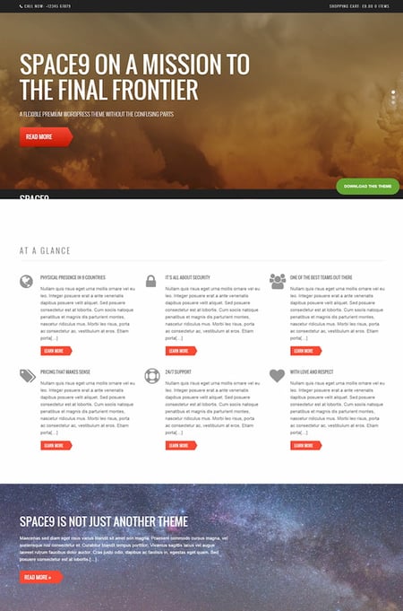 Space WordPress theme demo for tech business