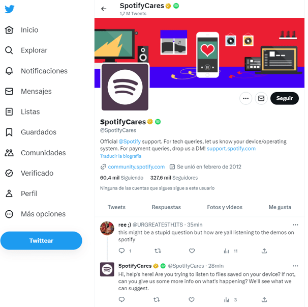 SpotifyCares es un fantástico ejemplo de customer care