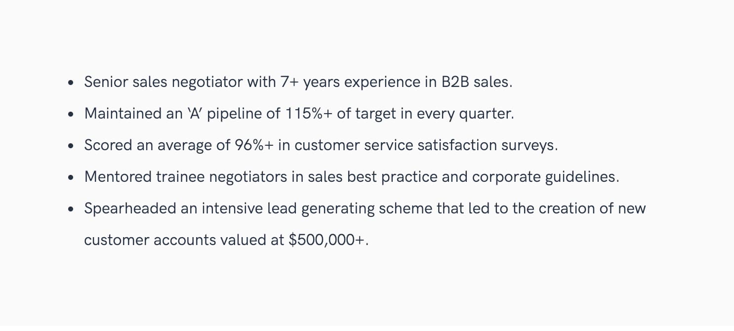 Statement of Qualifications Example.