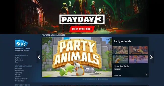 Steam dynamic website examples.