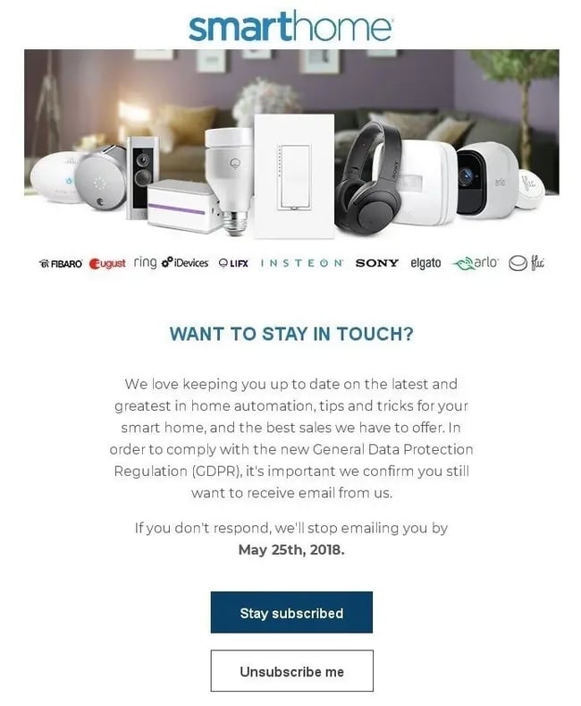 email opt in smart home