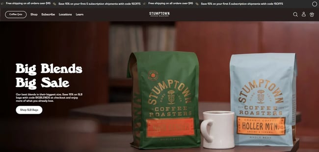 Stumptown Coffee Roasters coffee shop website
