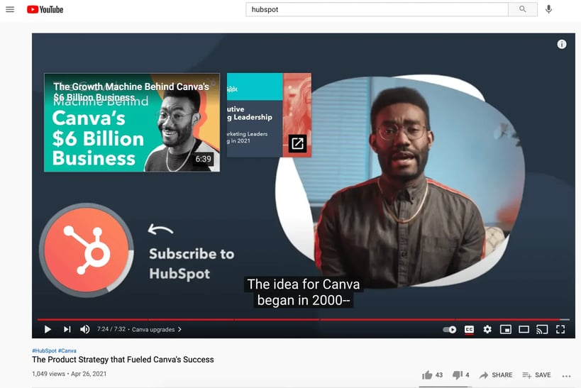 Subscribe button on a video on YouTube