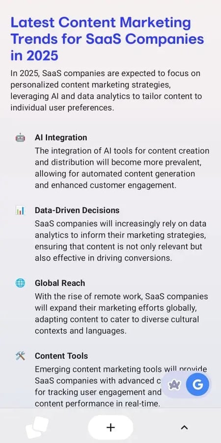 Summary of Google search output by Arc Search AI search engine, AI-generated Google search summary by Arc Search