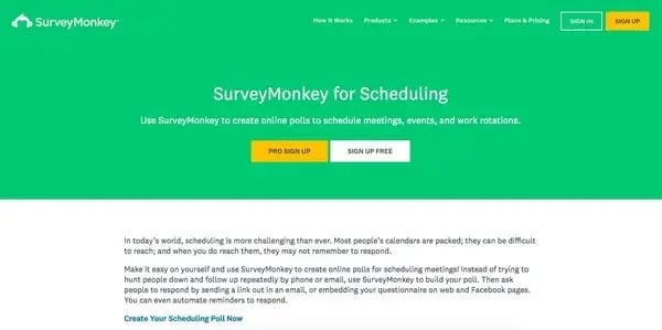 SurveyMonkey platform for event scheduling polls
