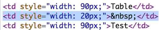 Table as padding code