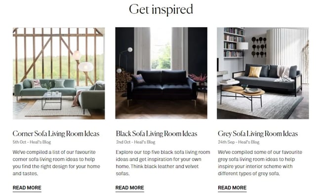 blog posts on a furniture website