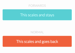 two buttons with CSS animation-fill-mode property set to forwards and normal