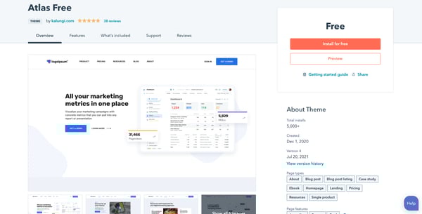 Listagem do marketplace de temas