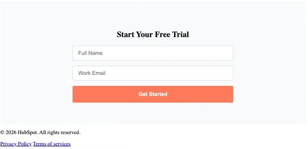 Unstyled footer section for landing page using HTML and CSS