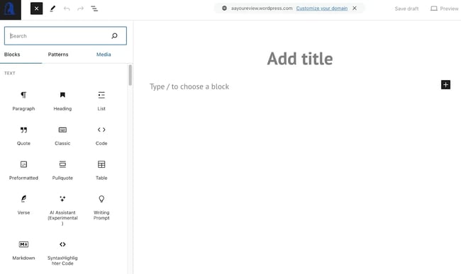 searching block directory for Stripe block in Gutenberg editor