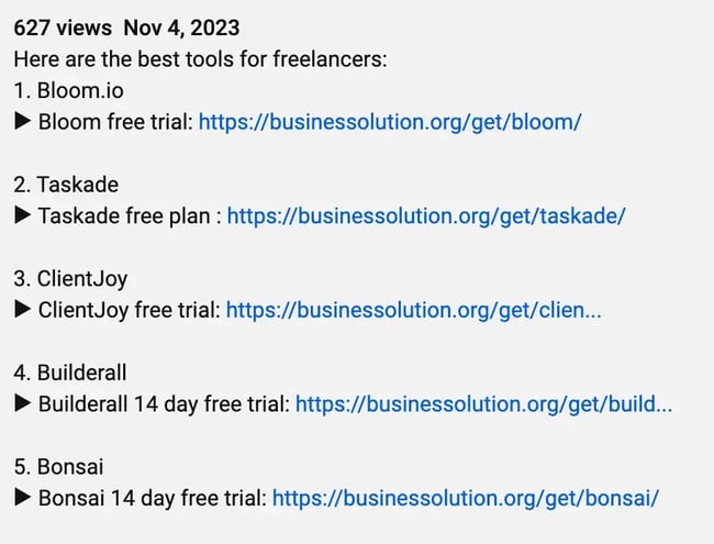 list of recomendations