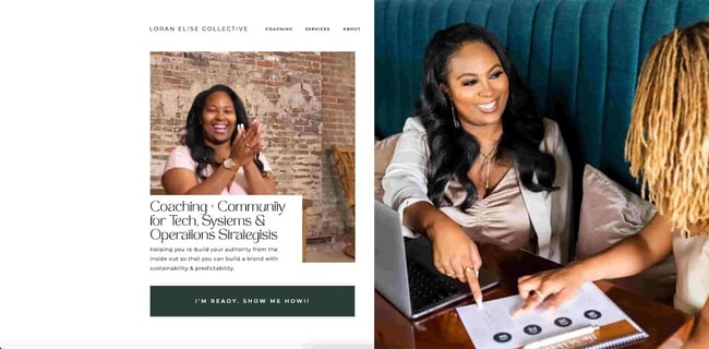 loran Elise collective virtual assistant website example for tech, systems, and operations strategy