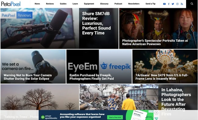 Niche website design example: PetaPixel