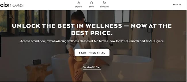 Niche website design example: Alo Moves