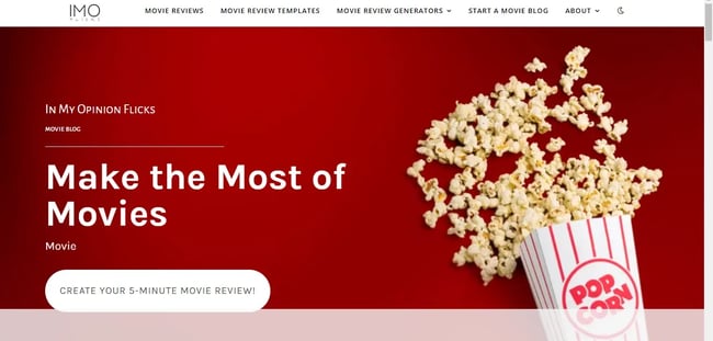 Niche website design example: In My Opinion Flicks