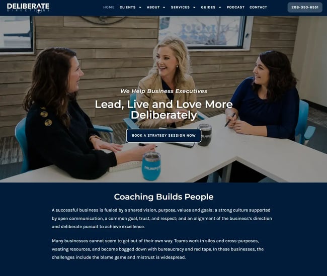 website design for coaches, example from Allison DunnIMG Name: deliberate