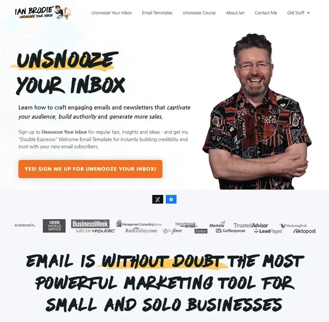 website design for business coaches, example from Ian BrodieIMG Name: ian