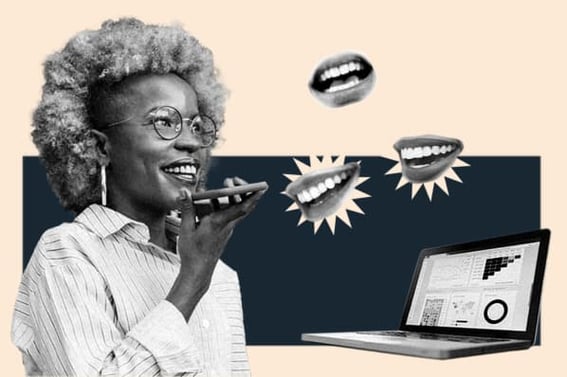 Website spricht in mehreren Sprachen zu Frau 