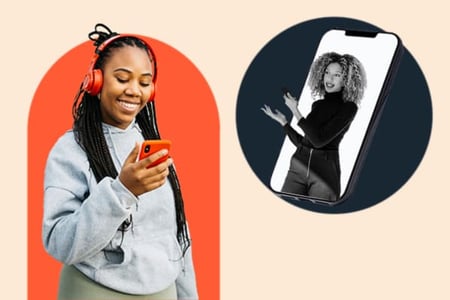 marketer using video marketing on her phone