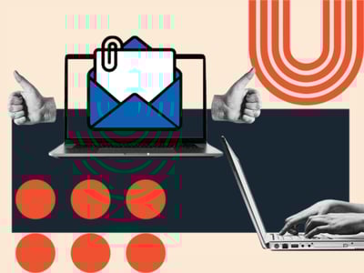 a person sends an email to their laptop; email automation