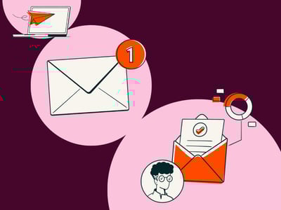 An email notification appears on a laptop screen.