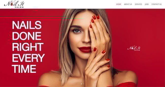 Best nail salon websites, example from Nail It Salon.