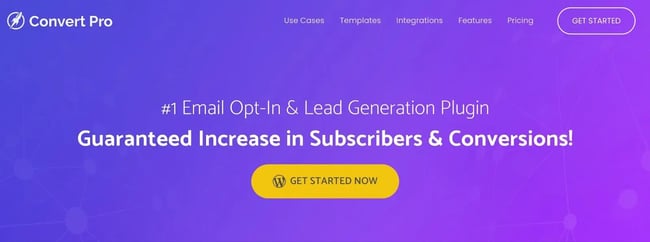 WordPress email marketing plugins, the Convert Pro homepage