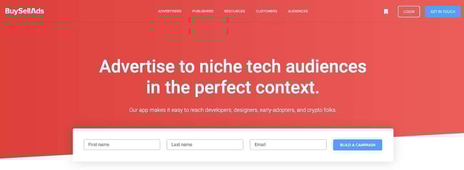 the homepage for the AdSense alternative buy sell ads