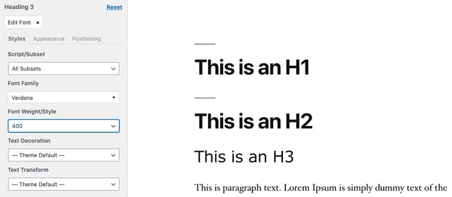 changing header fonts in the wordpress customizer with the easy google fonts plugin