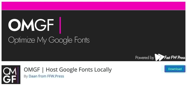 download page for the wordpress google fonts plugin OMGF
